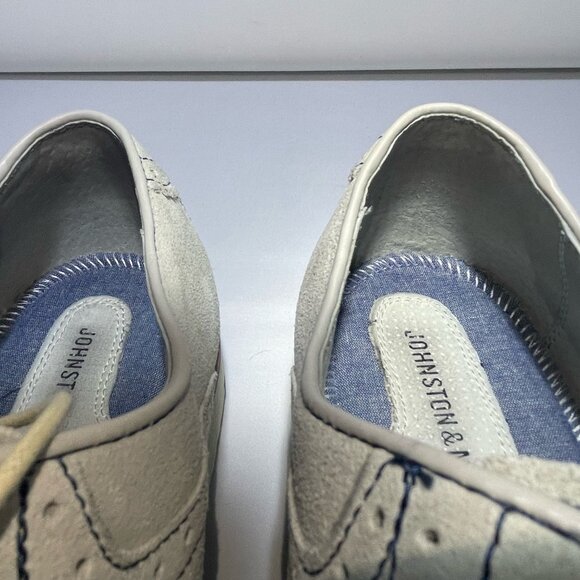 Johnston & Murphy Brogue Oxford Classic Shoe Men Sz 11M suede leather cream grey main image 4